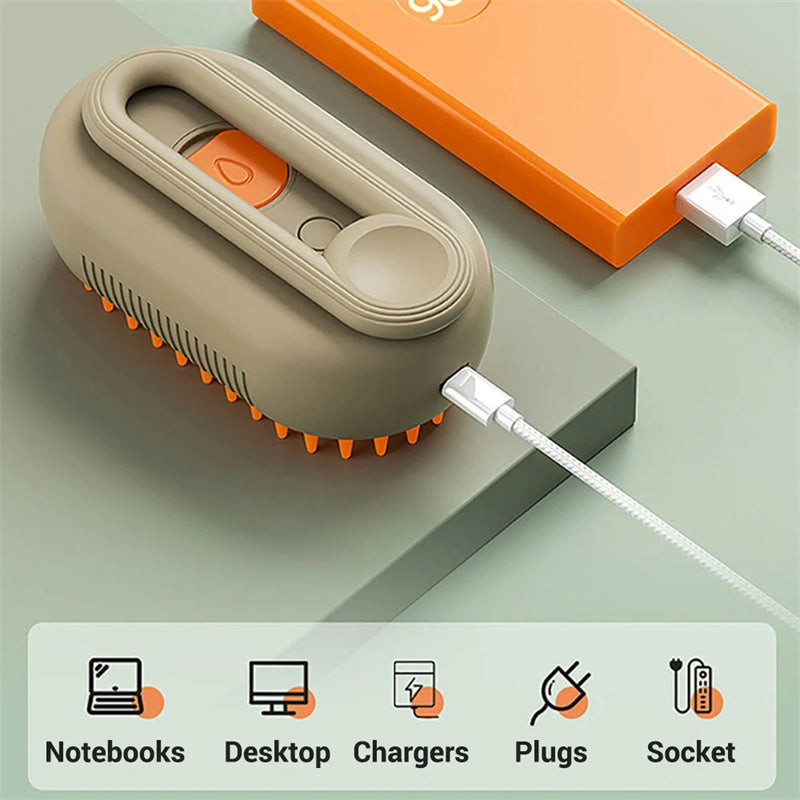 3-in-1 Electric Steam Pet Brush for Cats & Dogs — multi-colour — MAHGOODBOI