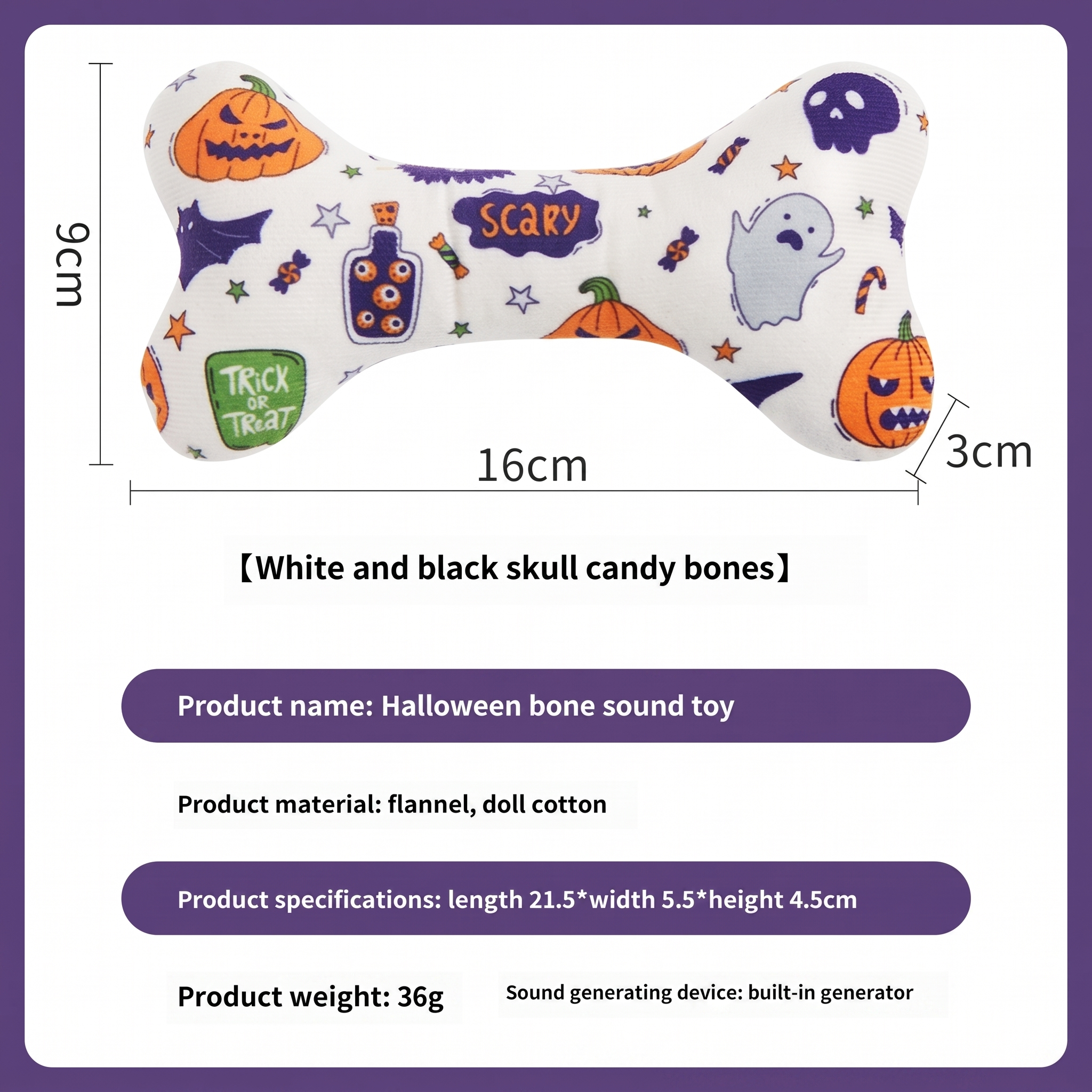 SpookySqueak Halloween Bone